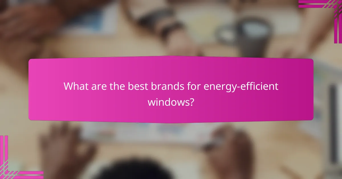 What are the best brands for energy-efficient windows?