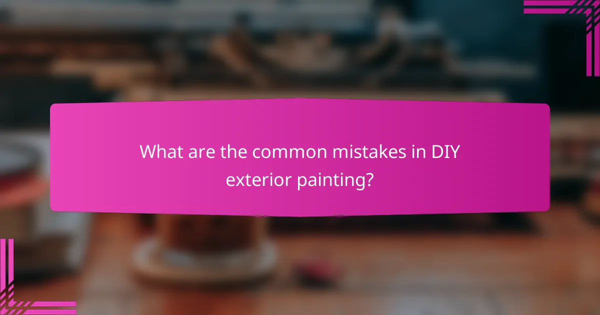 What are the common mistakes in DIY exterior painting?